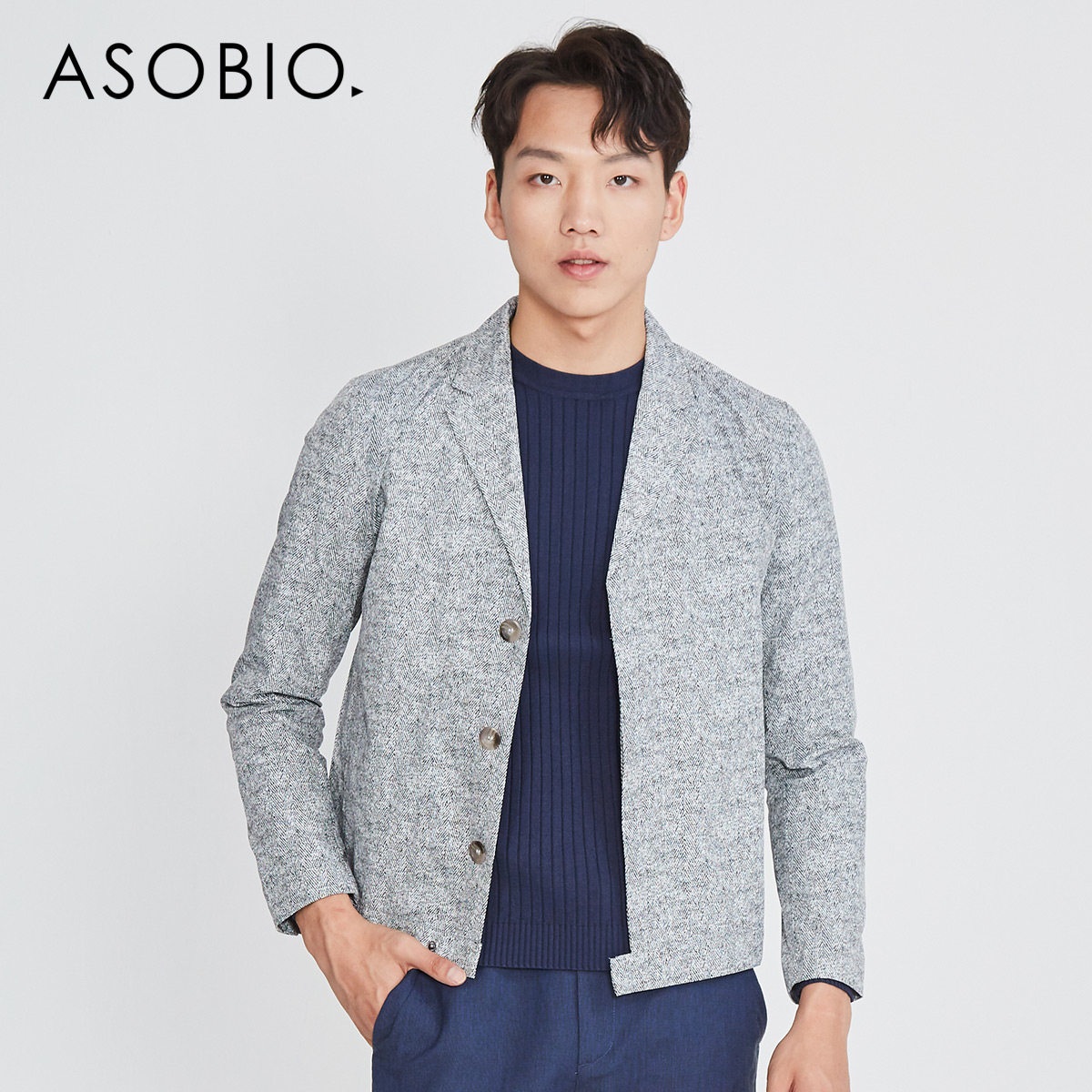 asobio男装男士时尚通勤短款单排西服夹克外套夹克