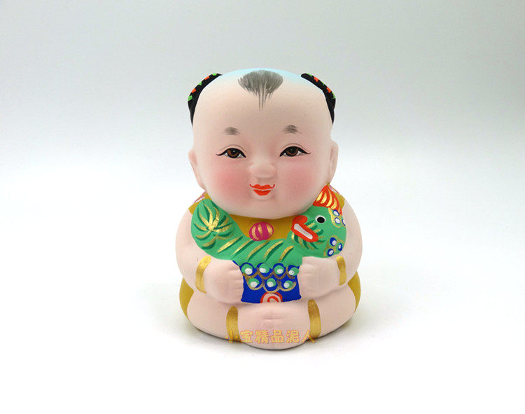 手工艺品摆件无锡特产惠山泥人小抱狮阿福大师精品 旅游纪念 - 无锡