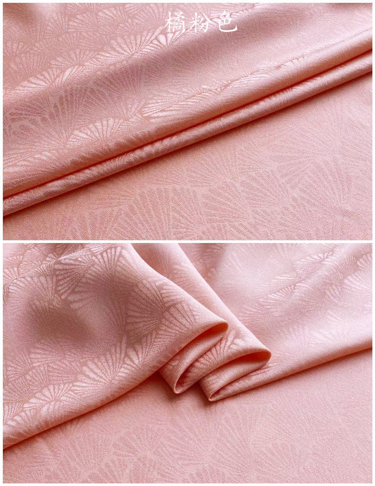 提花重绉交织真丝面料桑波旗袍汉服面料布料松针海绵垫