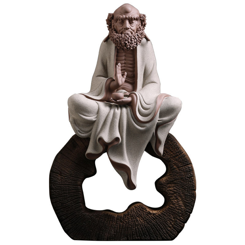 达摩摆件紫砂达摩祖师爷陶瓷工艺品大号家居禅意佛像玄关软装摆设