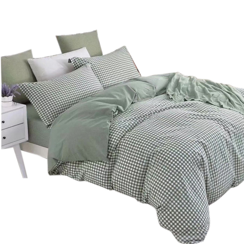 色织全棉水洗棉布料纯棉小布头床品面料纯色格子棉布素色无印风