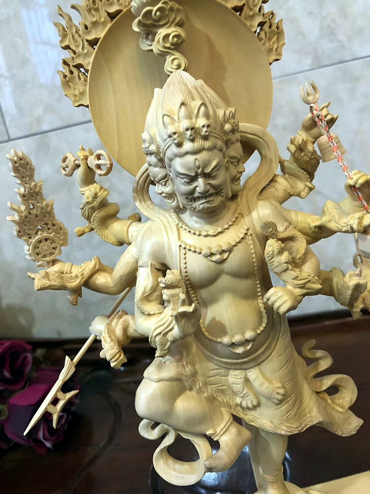 秽迹唐密明王沙摩乌枢摆件佛堂真言金刚杨木木雕
