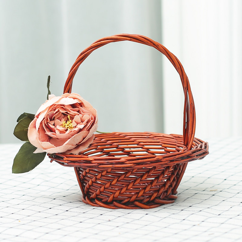 花篮藤编手提水果篮插花婚庆小花花篮子柳编水果篮子脏衣桶