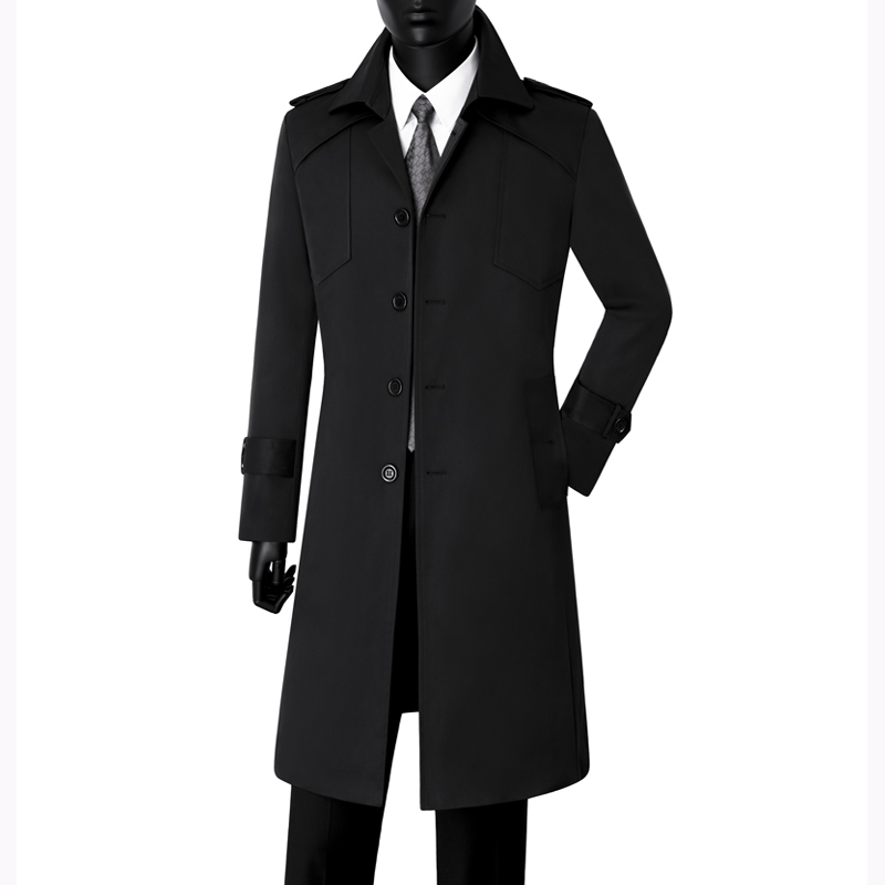 中长款男风衣青年商务秋季韩版修身外套防风风衣