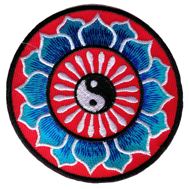 背胶刺绣布贴衣服补丁黑白彩色太极八卦阴阳布贴