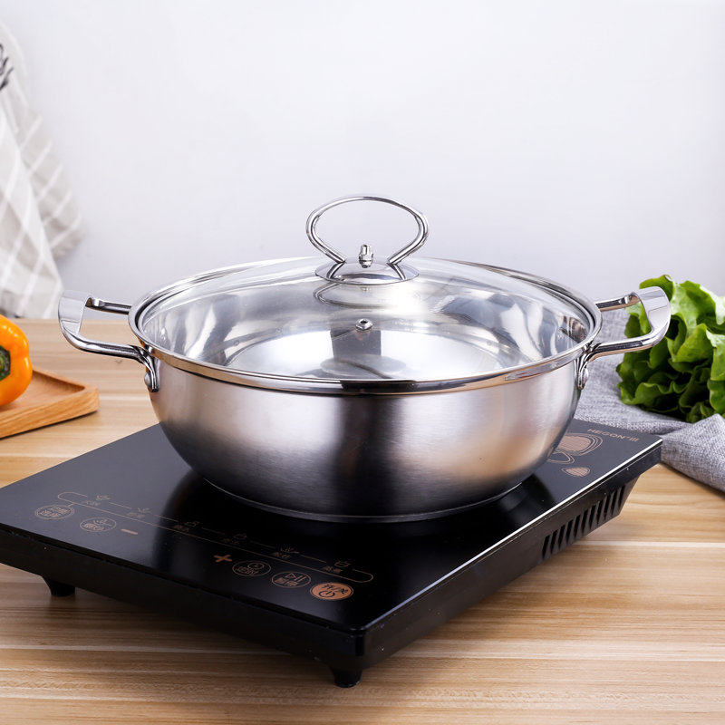 加厚不锈钢火锅家用锅物理不粘锅火锅汤锅锅具打边锅清汤锅多用
