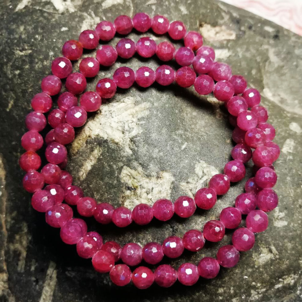 缅甸天然红宝石手链原石红宝刻面盘珠手串红刚刚玉手链