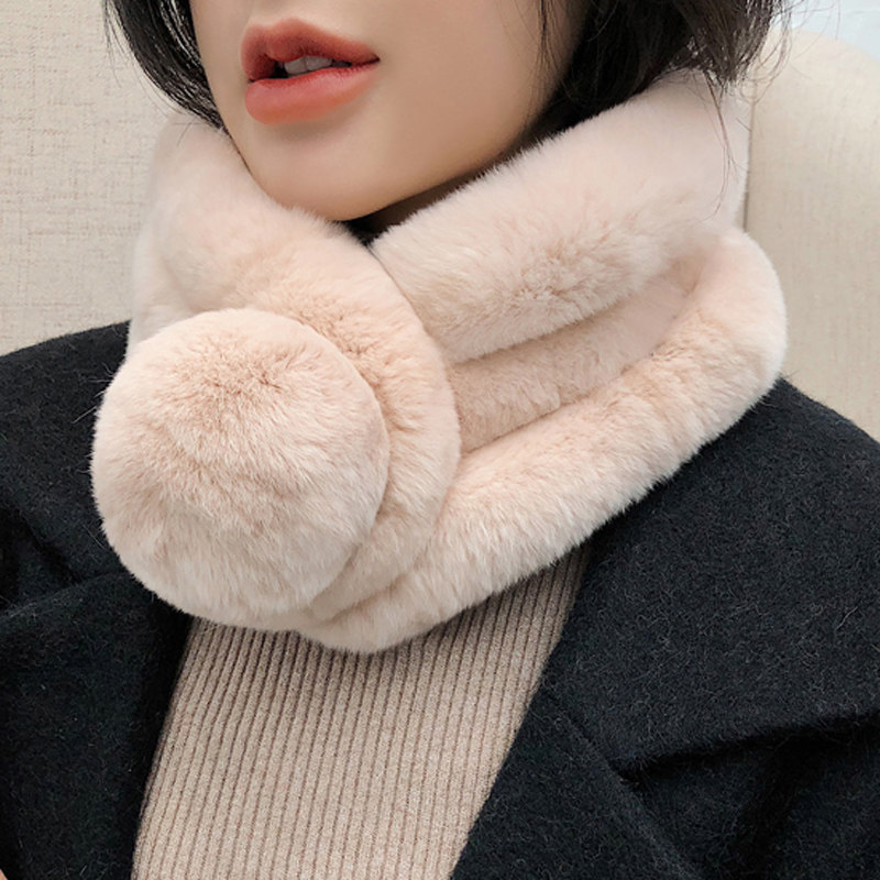 兔毛围巾围脖三管獭兔毛围巾女冬季真毛韩版百搭皮草围巾加厚保暖