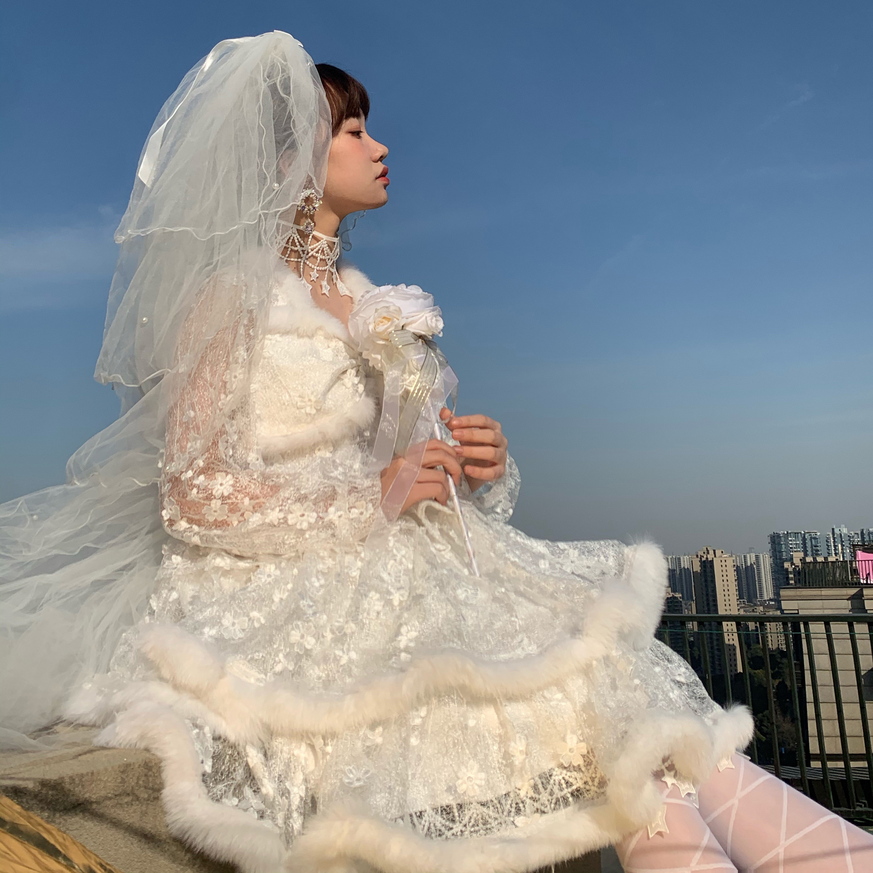 森女sankousan原创星摘花嫁lolita华丽茶会连衣裙婚纱连衣裙