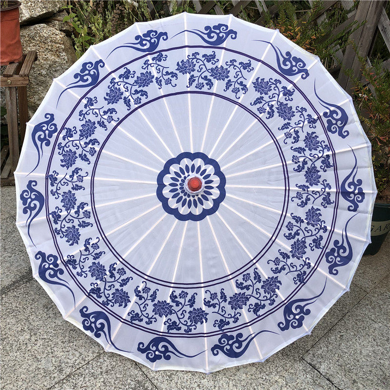 古典江南青花瓷油纸纸伞道具舞蹈演出旗袍走秀工艺伞