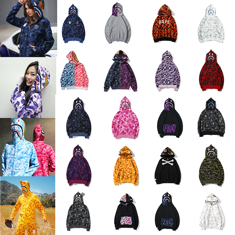 秋冬ins鲨鱼外套开衫宽松卫衣夜光迷彩拉链连帽男女情侣学生潮牌