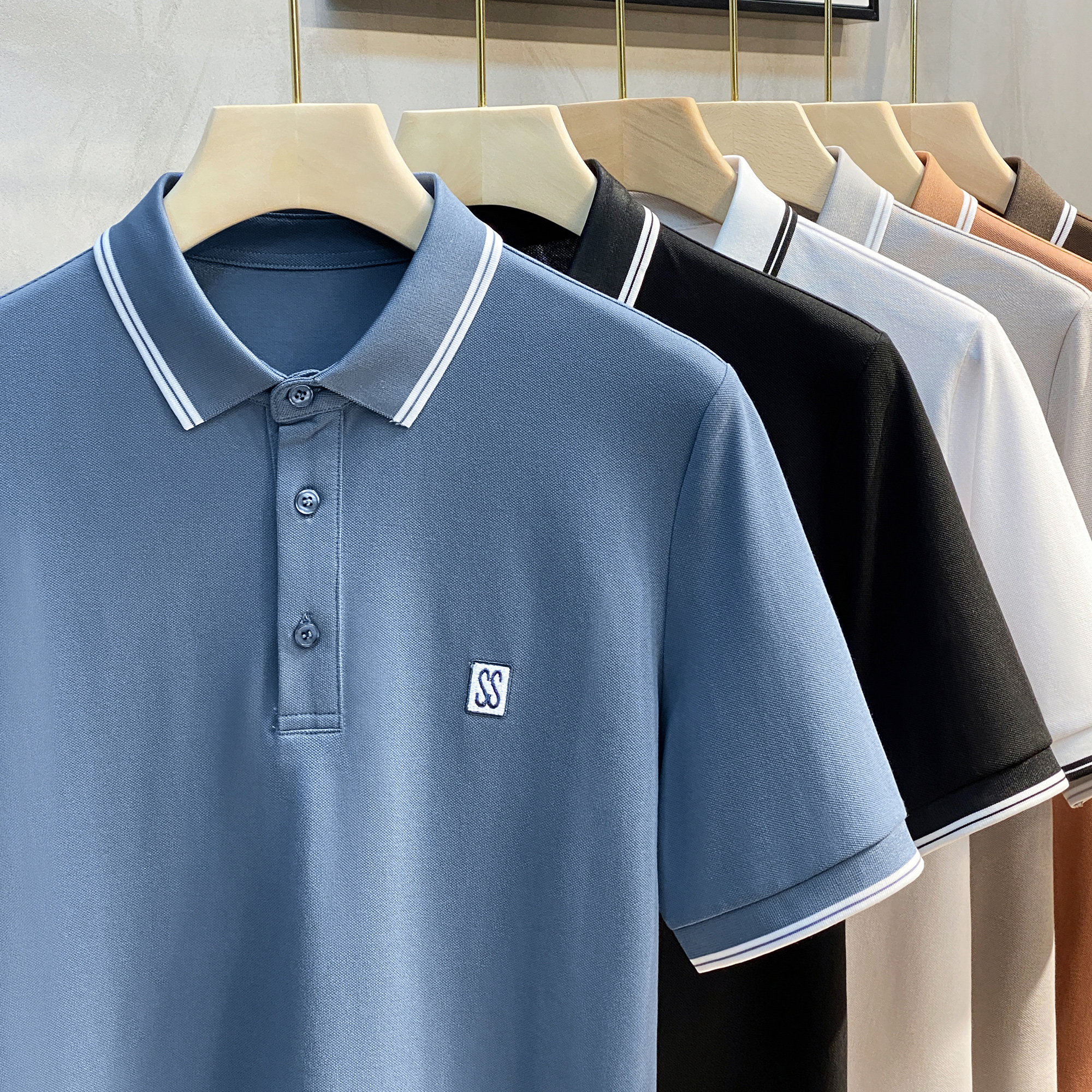 高端polo衫男士短袖2022新款潮流夏季薄男装上衣服翻领t恤男潮牌