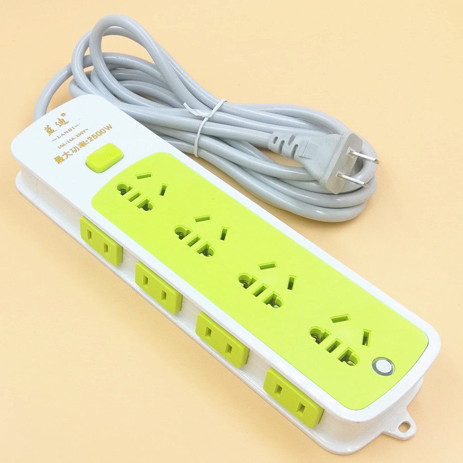 插排家用线板板拖接线电源插座插线2脚2眼孔接线板