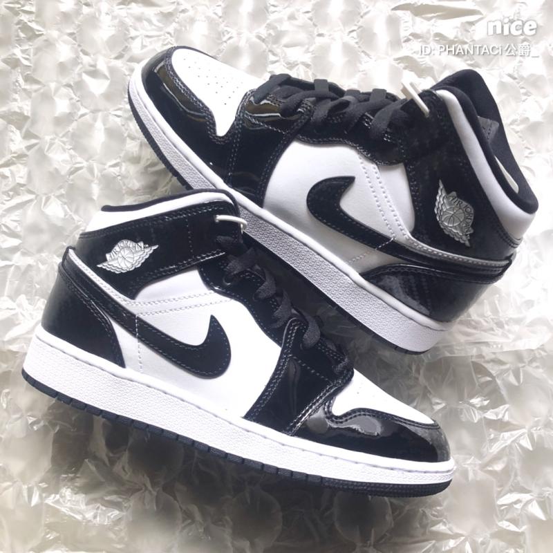 airjordan1midaj1黑白熊猫漆皮全明星中帮篮球鞋dd1649001