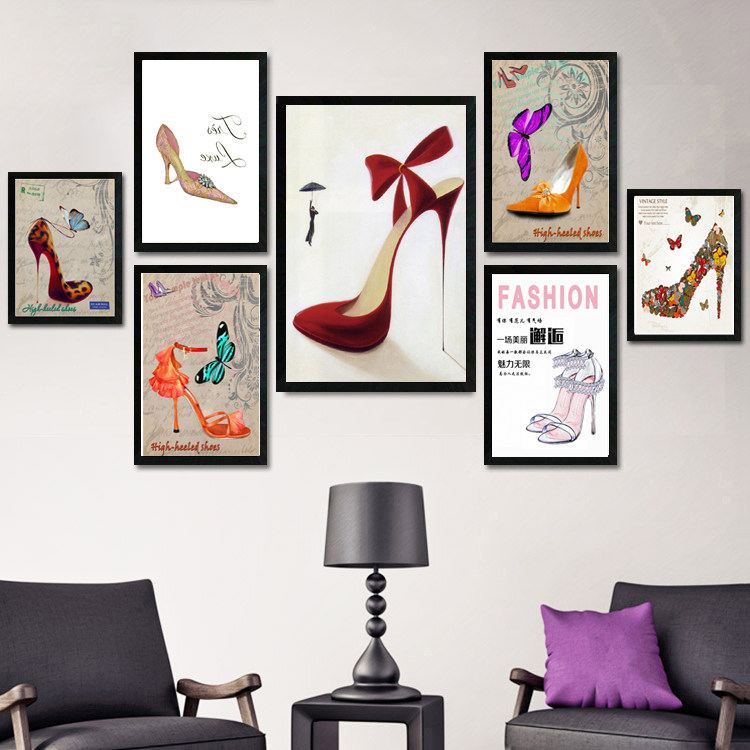 装饰画高跟鞋无框挂画服装店包店鞋店壁画商场橱窗现代装饰画