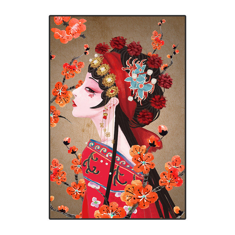 国潮挂画京剧花旦人物脸谱壁画国粹客厅中国现代装饰画