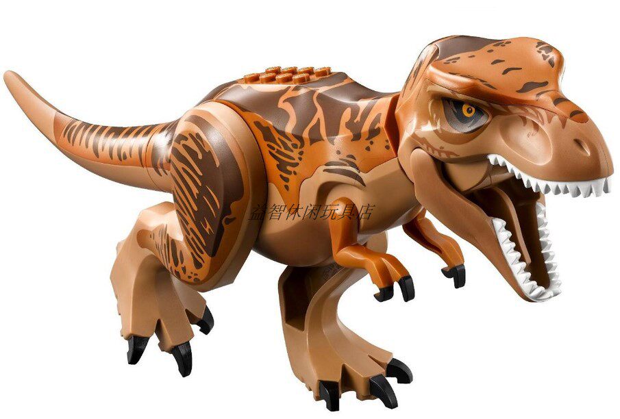 乐高帝王暴龙霸王龙米色棕色逃亡lego侏罗纪世界塑料积木