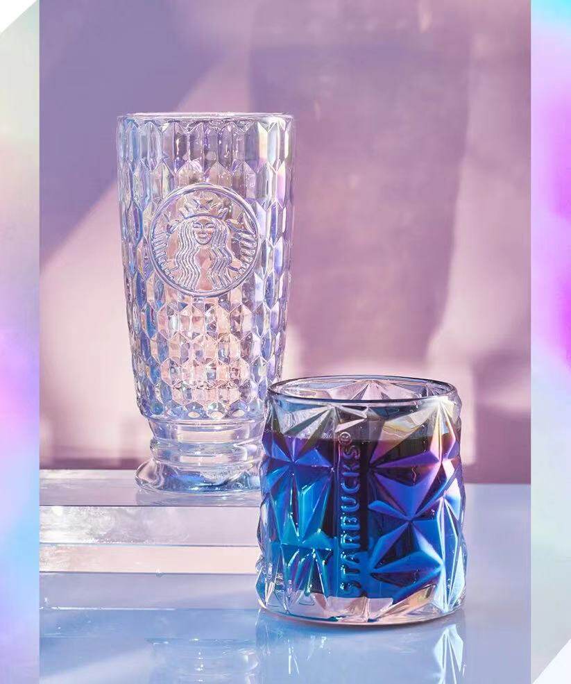 星巴克杯子夏季芭比粉色榴莲吸管钻石切纹女神玻璃杯