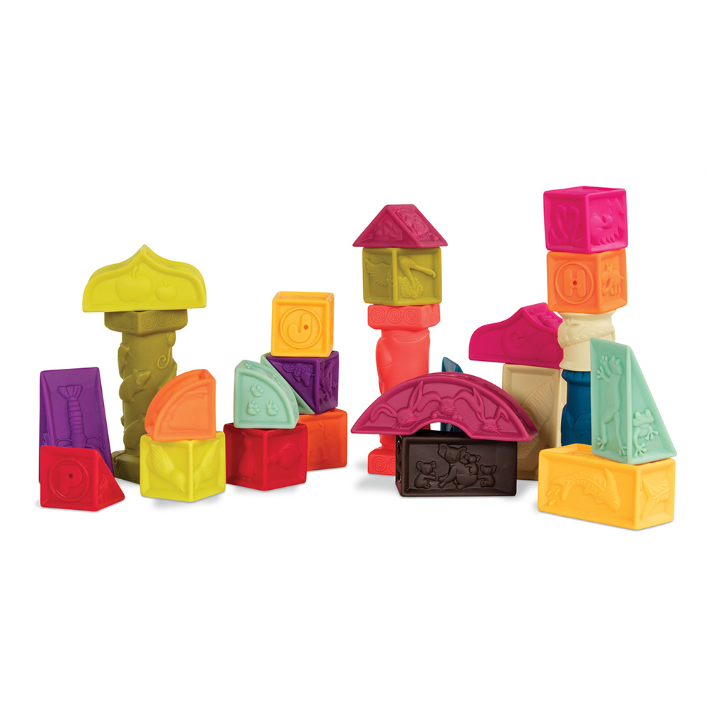 美国btoys罗马城堡儿童积木宝宝捏捏数字浮雕布质