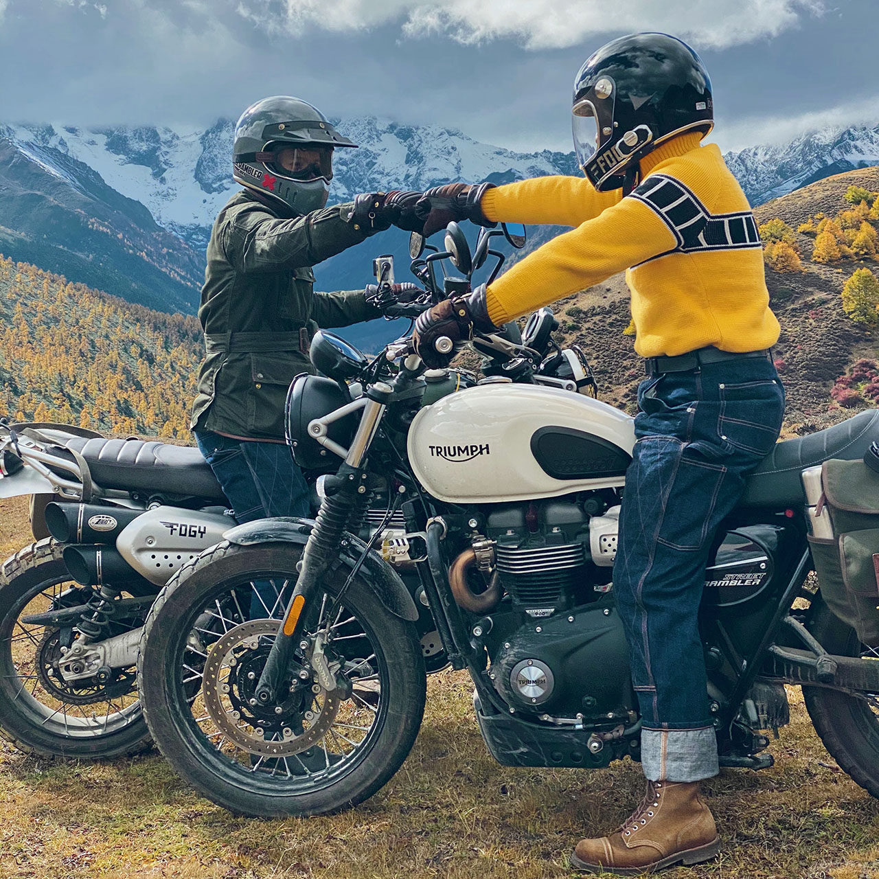 复古机车vmx风格70s摩托车高领秋冬阿美咔叽针织衫