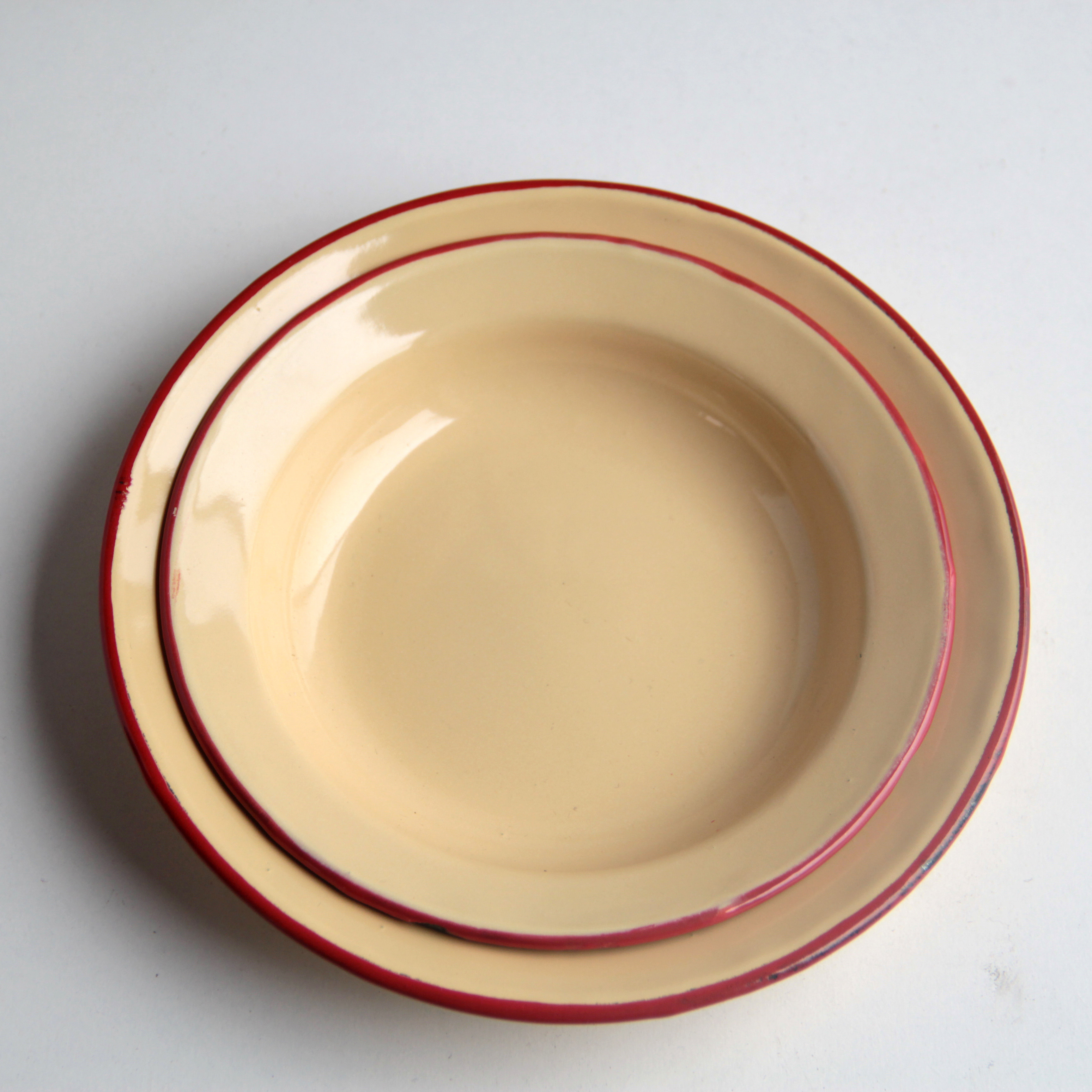 加厚搪瓷瓷盘碟菜盘油碟干碟圆形小吃怀旧餐厅盘