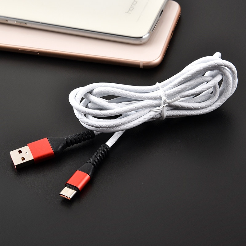 编织2米手机充电数据线25a适用iphone安卓typec手机数据线