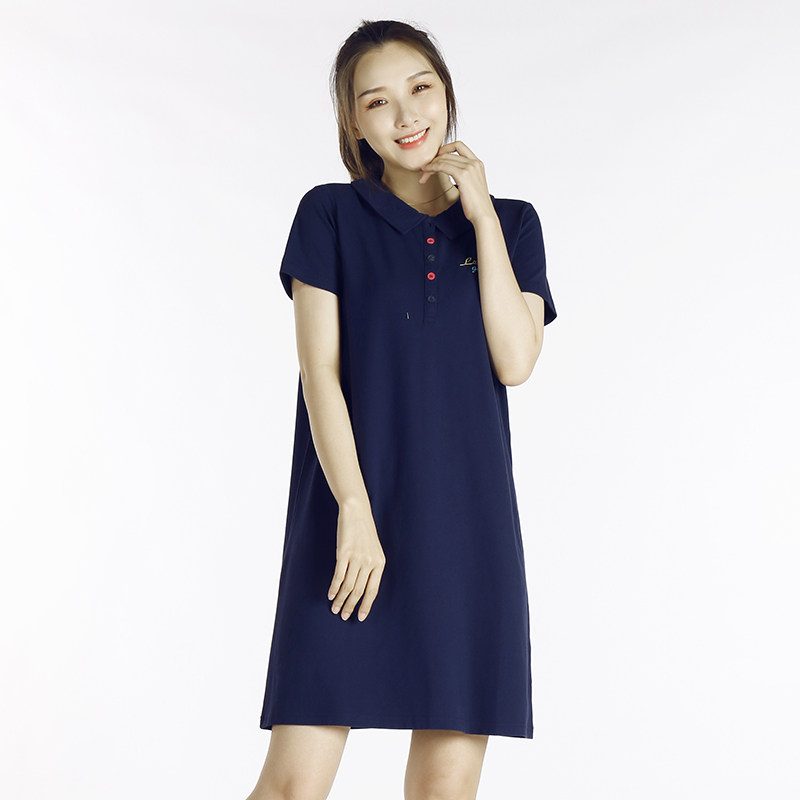 lapagayo夏装女士士女针织大码宽松休闲polo连衣裙