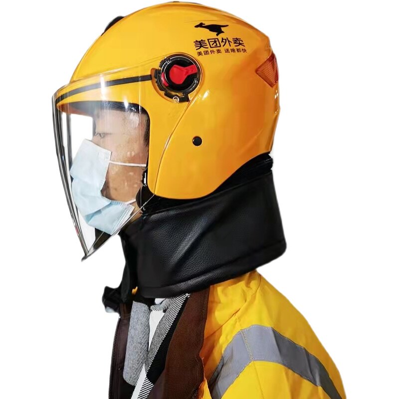 骑手防寒帽子安全帽安全头盔保暖冬季防雨外卖头盔