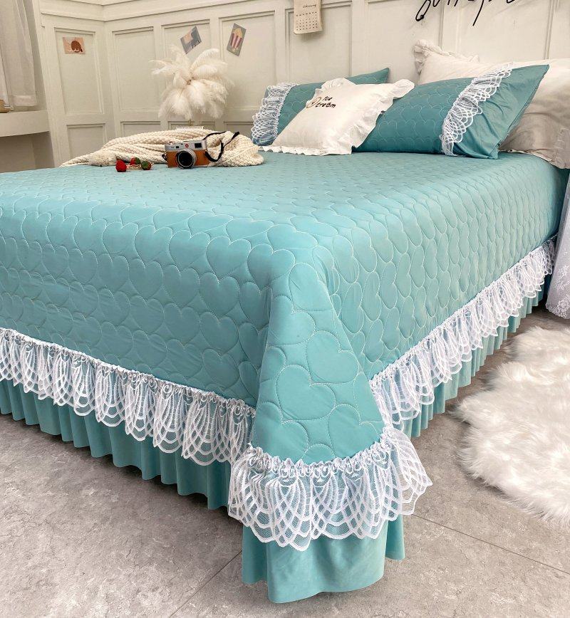 乳胶冰丝凉席床盖夏季三件件套凉感轻奢韩式床盖