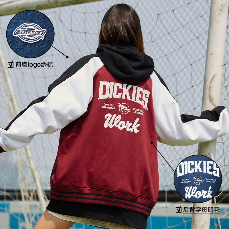 dickies棒球服女士秋冬新品印花撞色