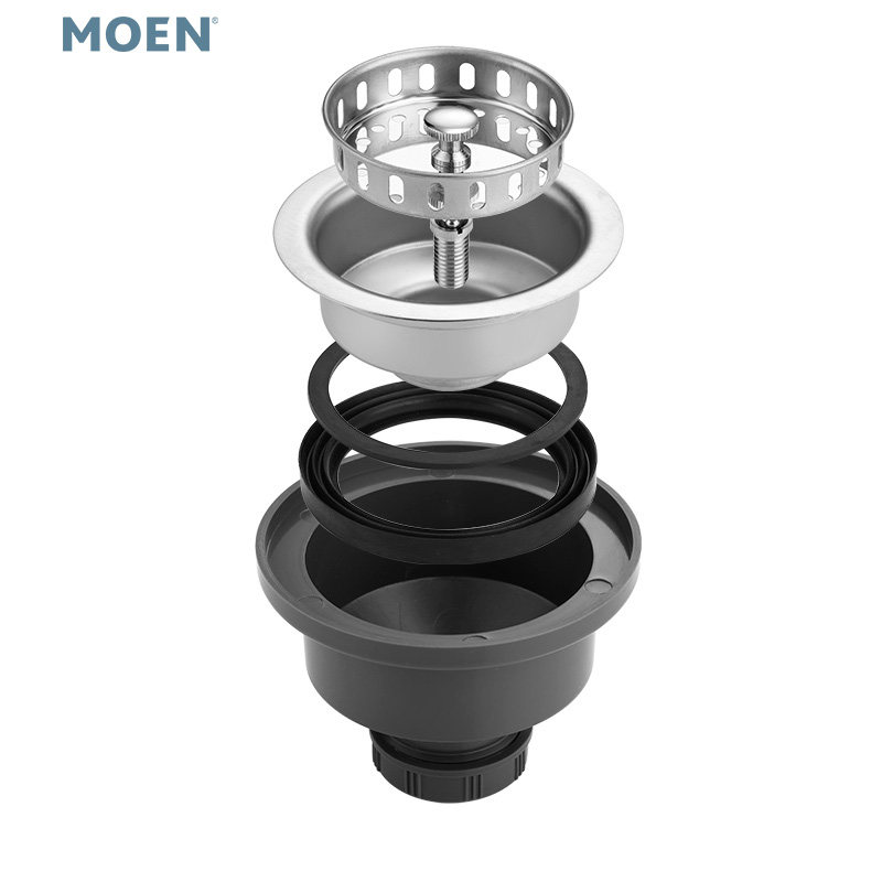 moen摩恩厨房水槽双槽防臭下水管落水器套装洗菜盆水池下水道配件
