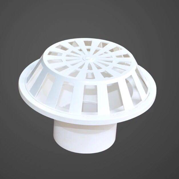 pvc管天台地漏排水圆形雨水斗透气帽塑料屋面地漏将军帽50 75 110