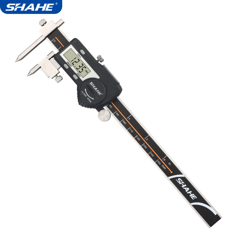 shahe三和中心距数显卡尺5-150-200-300高精度锥测头中心孔距卡尺