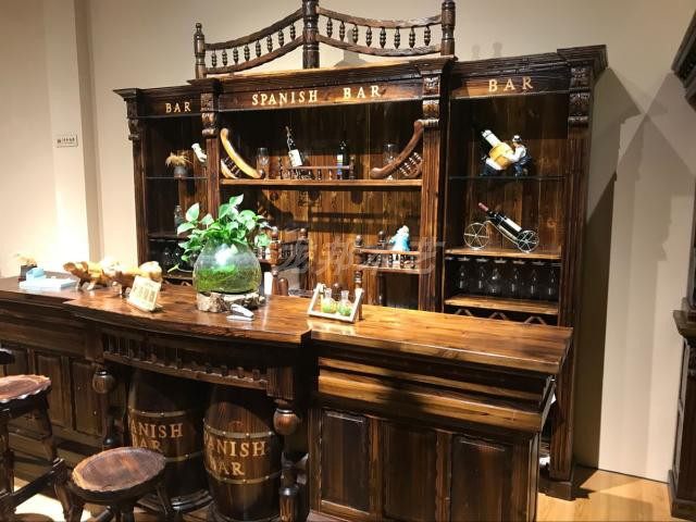 吧台仿古防腐酒吧收银酒柜木质实木吧台