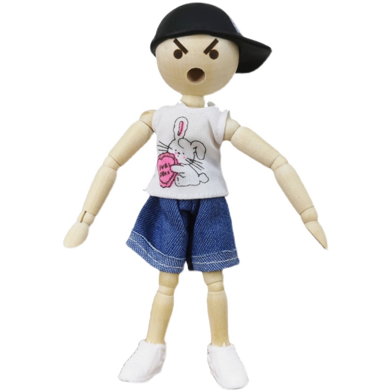 笔插梧棣木人可爱表情木头人嘴巴功能创意文创摆件