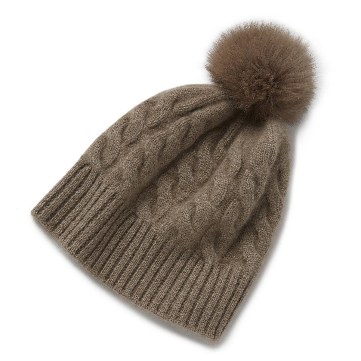 外贸出口日系加厚纯山山羊绒针织毛球帽手编保暖毛线帽子