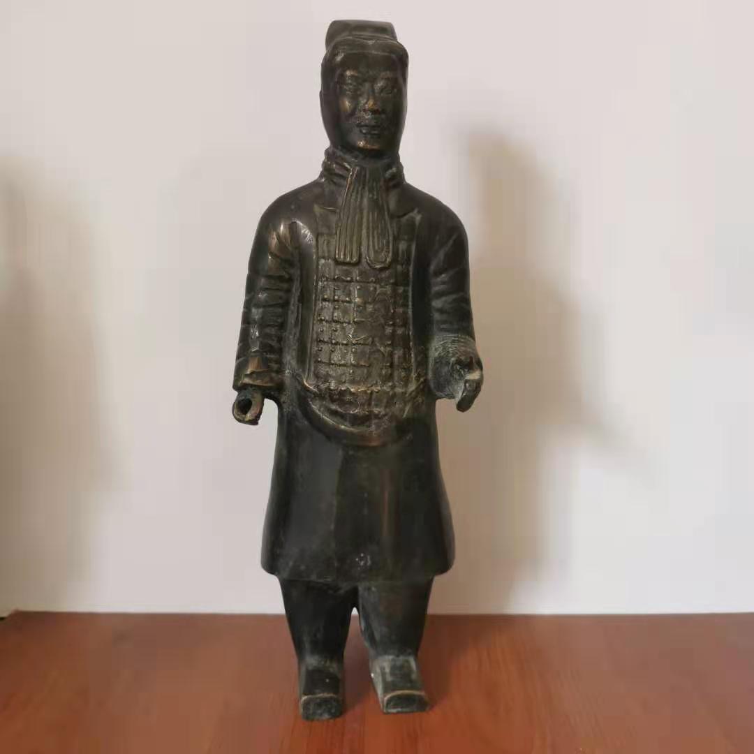仿古青铜器风水摆件纯铜兵马俑镇宅纯手工做旧包老浆摆件