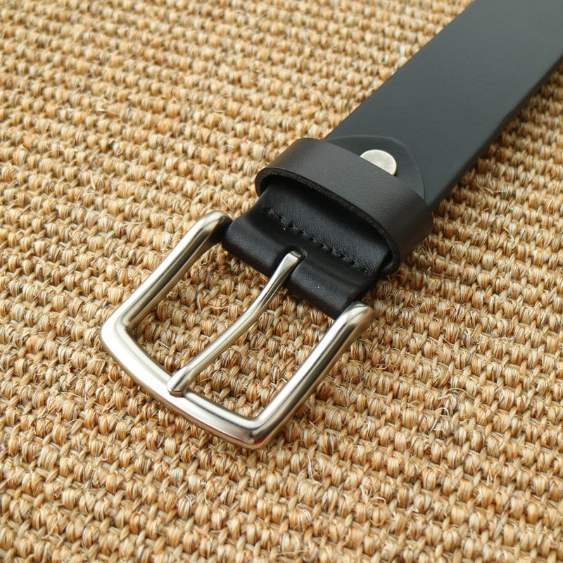 耐用时尚帅气头层牛皮百搭男士商务休闲西裤腰带裤带男针扣黑色