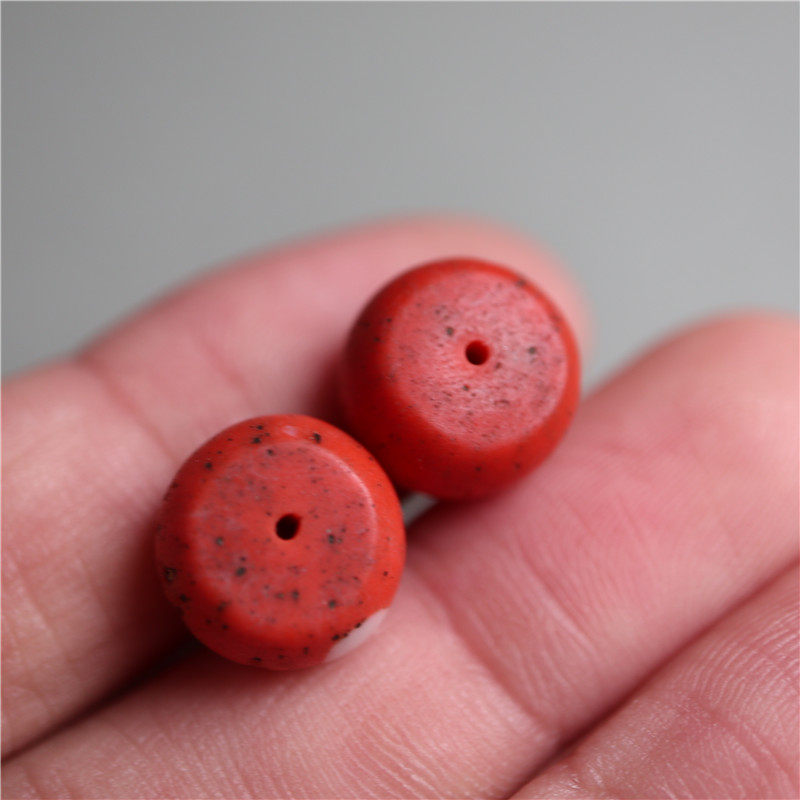 包老少见精品清代珊瑚珠红琉璃散珠一对文玩其他diy饰品配件