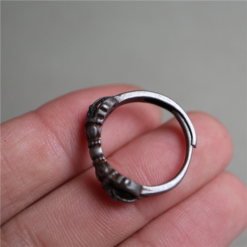 戒指精工西藏藏传特色寒铁戒圈藏民手工铁雕戒指