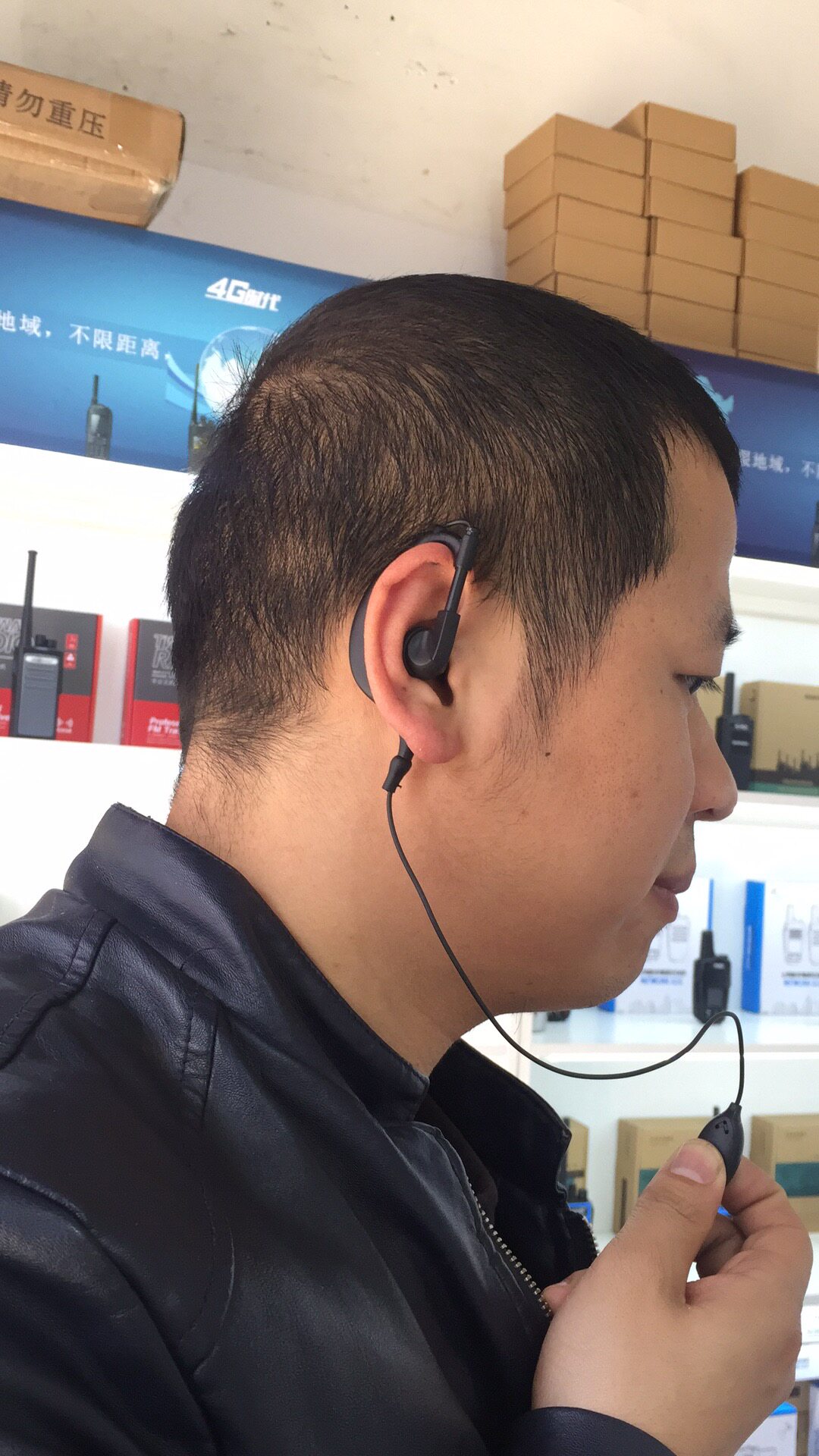 耳机通用对讲机耳麦耳线耳塞挂式tk建武银色对讲机配件