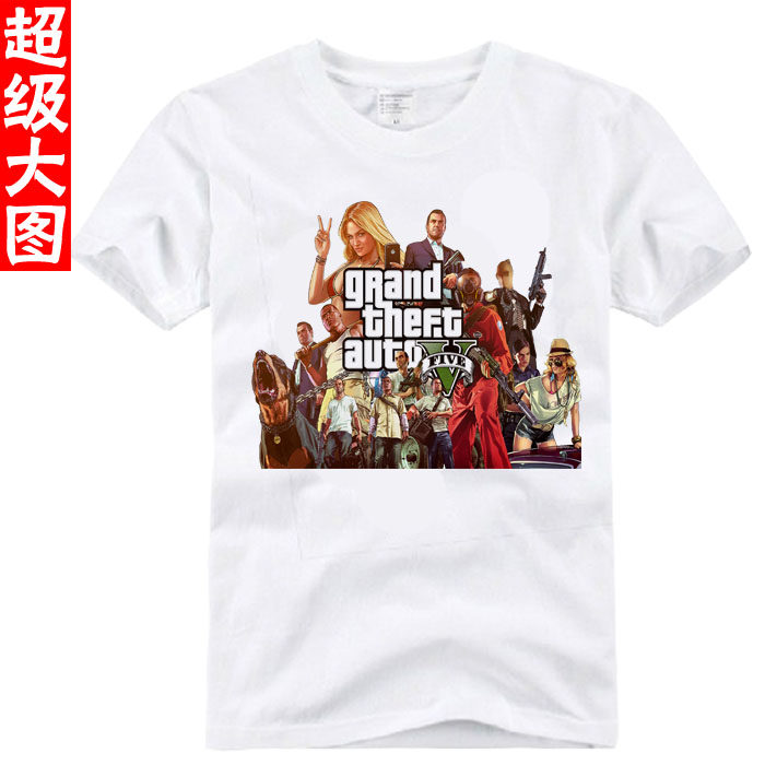 侠盗车手周边老崔罪恶都市短袖半截恤衫宽松情侣装t恤