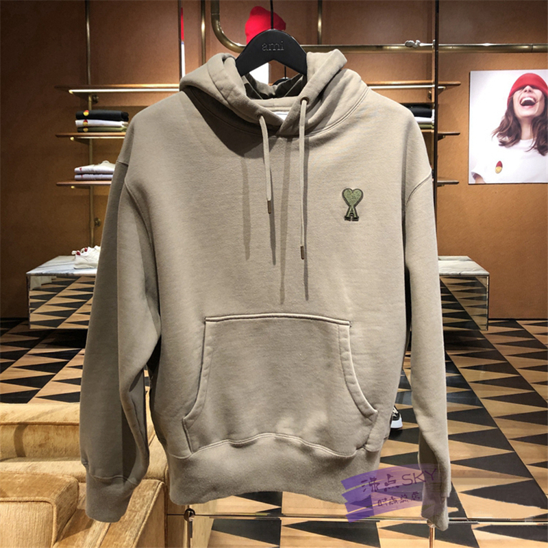 Ami Alexandre Mattiussi 20SS Hoodie 顺色小爱心男连帽衫卫衣女
