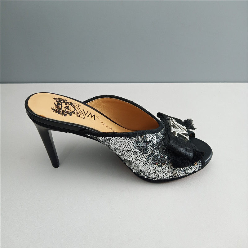 vme/舞魅商场专柜品牌女士珠片夏季凉拖鞋时装气质高跟女鞋特价鞋
