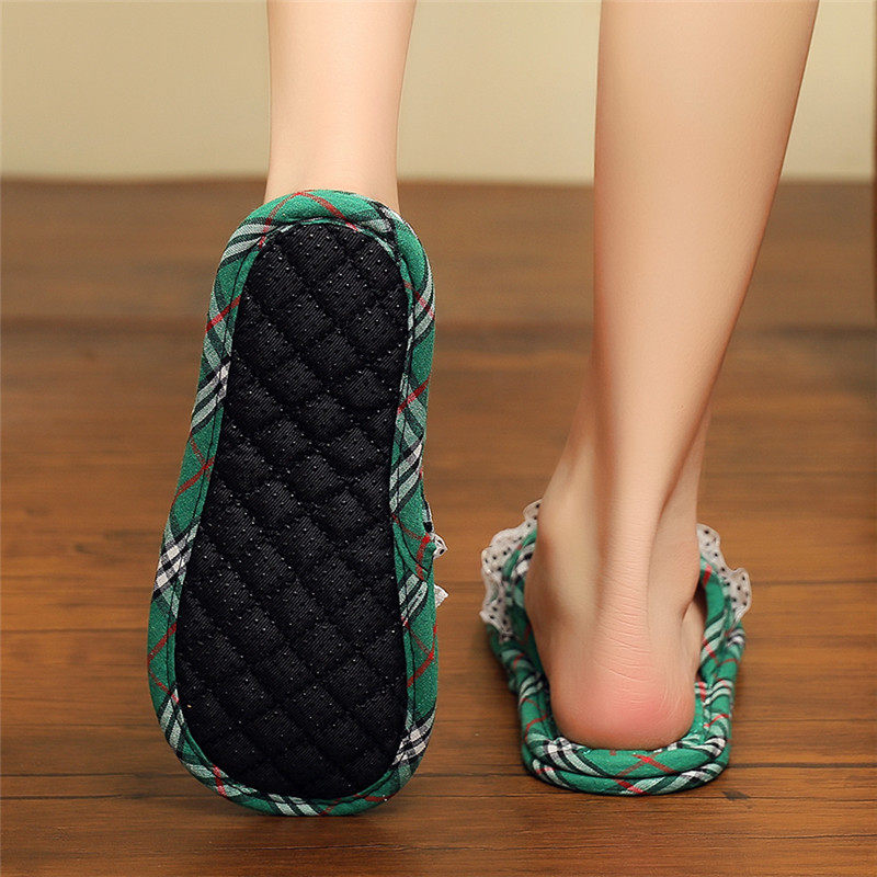 韩式防滑胶粒底拖鞋木地板室内家居家布女夏季棉布男情侣无声软底