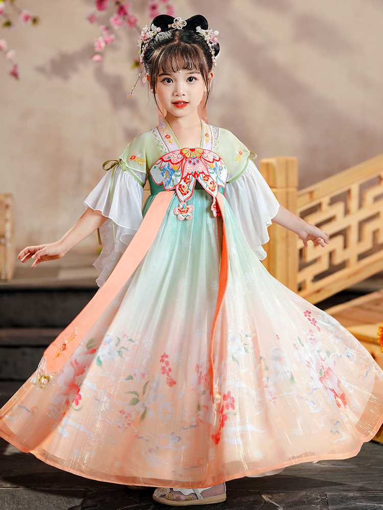 汉服子夏裙子古风儿童公主女童夏公主古装国风狗宠物服装