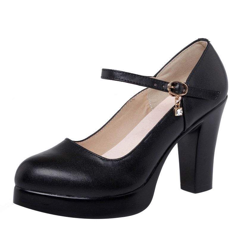 春季新品头层牛皮高跟尖头舒适皮鞋