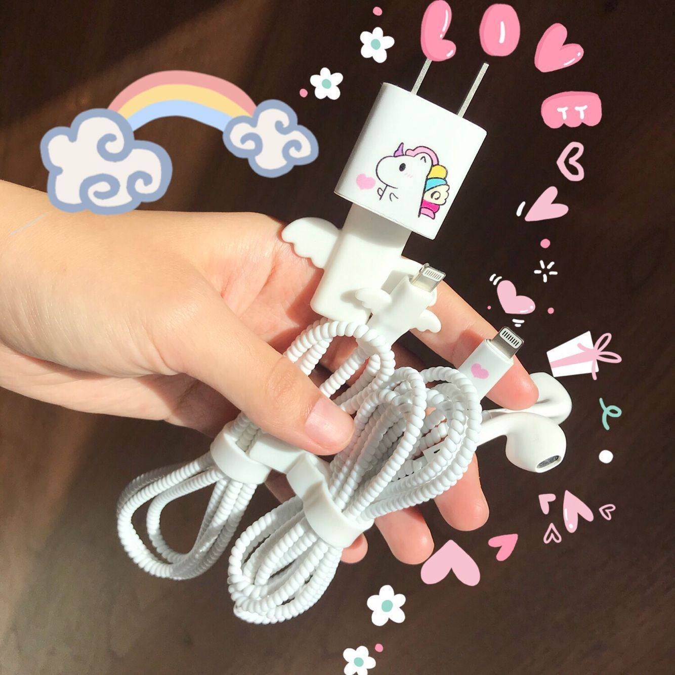 iphone11数据线保护可爱苹果卡通充电器缠绕线耳机装饰防断固定套