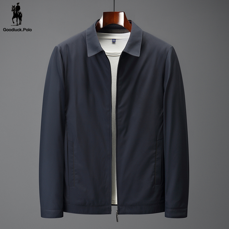 保罗经典男士翻领纯色棉服2022春季新款中年商务爸爸装棉衣男外套