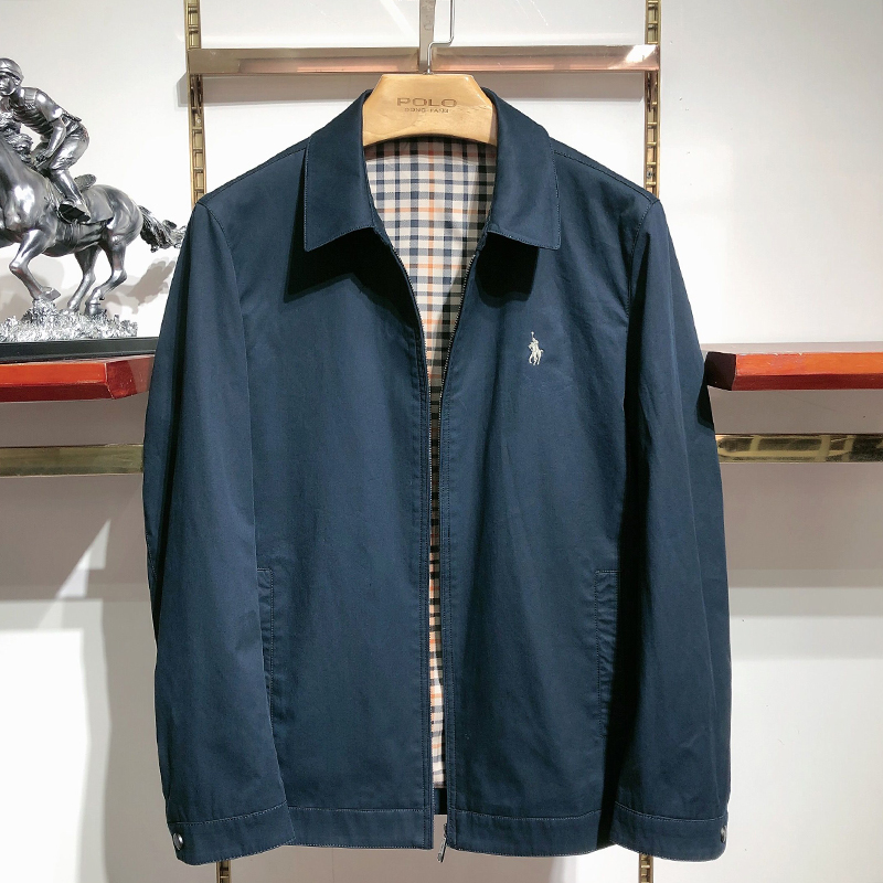 保罗纯棉夹克 男士翻领商政外套 2022春季新款马标刺绣高档爸爸装